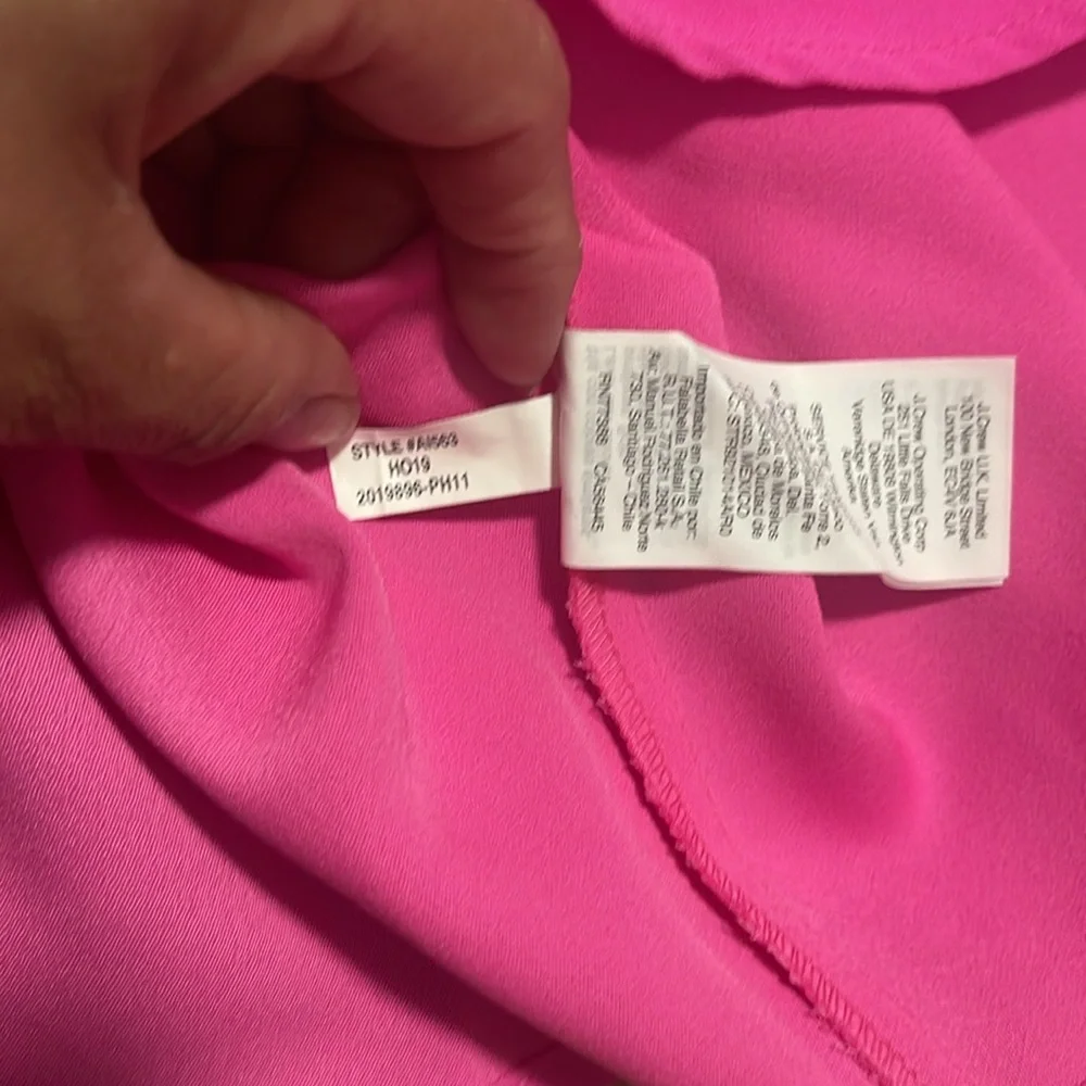 J. Crew XXS‎ Hot Pink Blouse with Puff Sleeves and Mandarin Collar